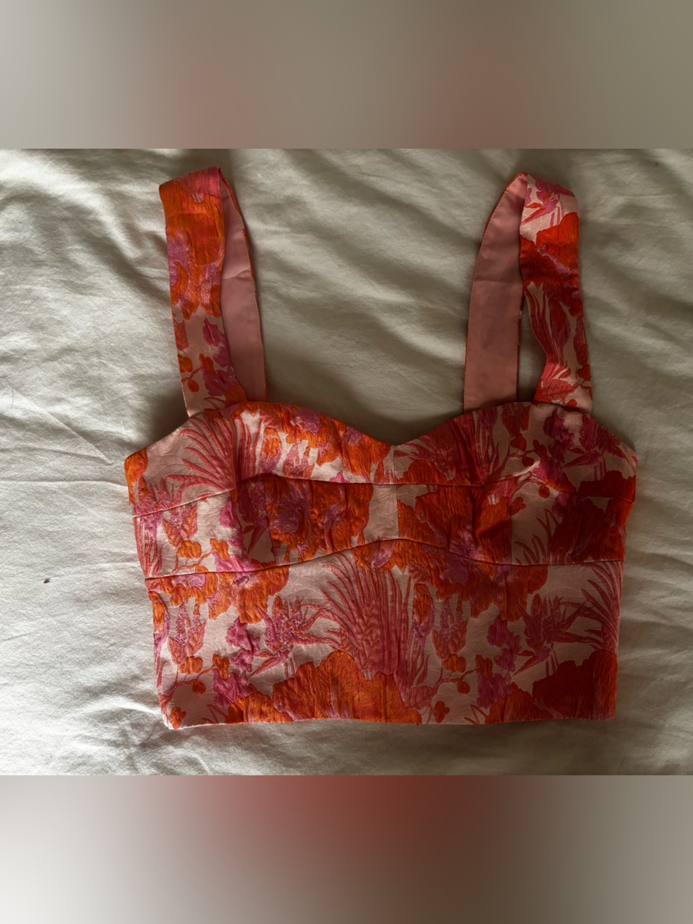 Amanda Uprichard Pink and Orange Floral Tank Top Set xs short/small top - Picture 2 of 11